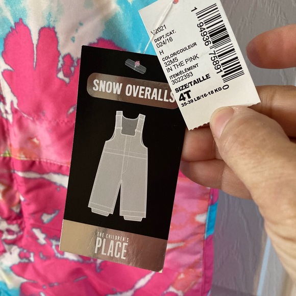 The Children’s Place Girls Abstract Print Snow Overalls Size 4T New With Tags - Picture 7 of 11
